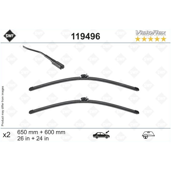 Щетка стеклоочистителя комплект 65/60 см 119496 бескаркасная MB Sprinter Swf