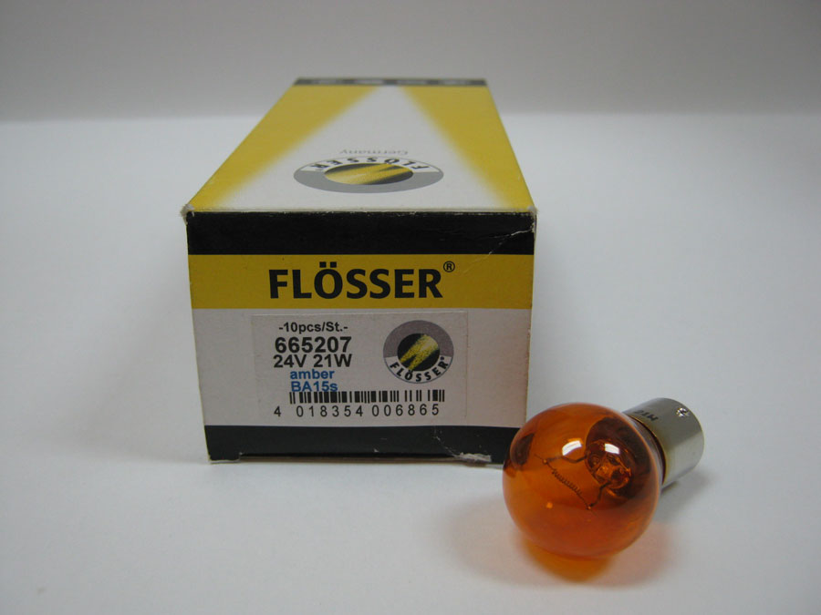 Автолампа 24V PY21W оранжевая 665207 Flosser