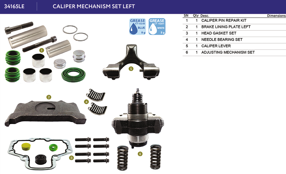 Р/к суппорта полный 34165LE левый аналог Wabco МАЗ-206 Exovo