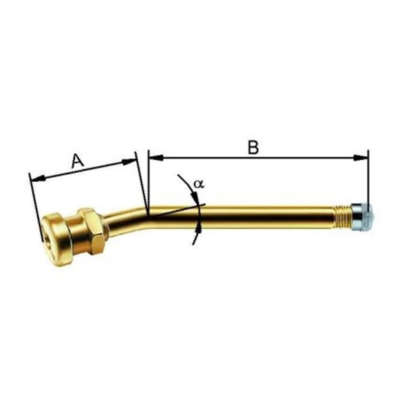 Вентиль бескамерной шины V3-20-4 L-25*60 мм угол 27 градусов Rossvik