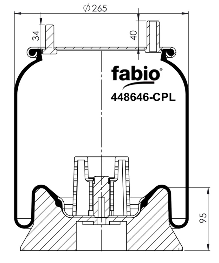 Пневморессора задняя 448646-CPL в сборе Higer, King Long Fabio